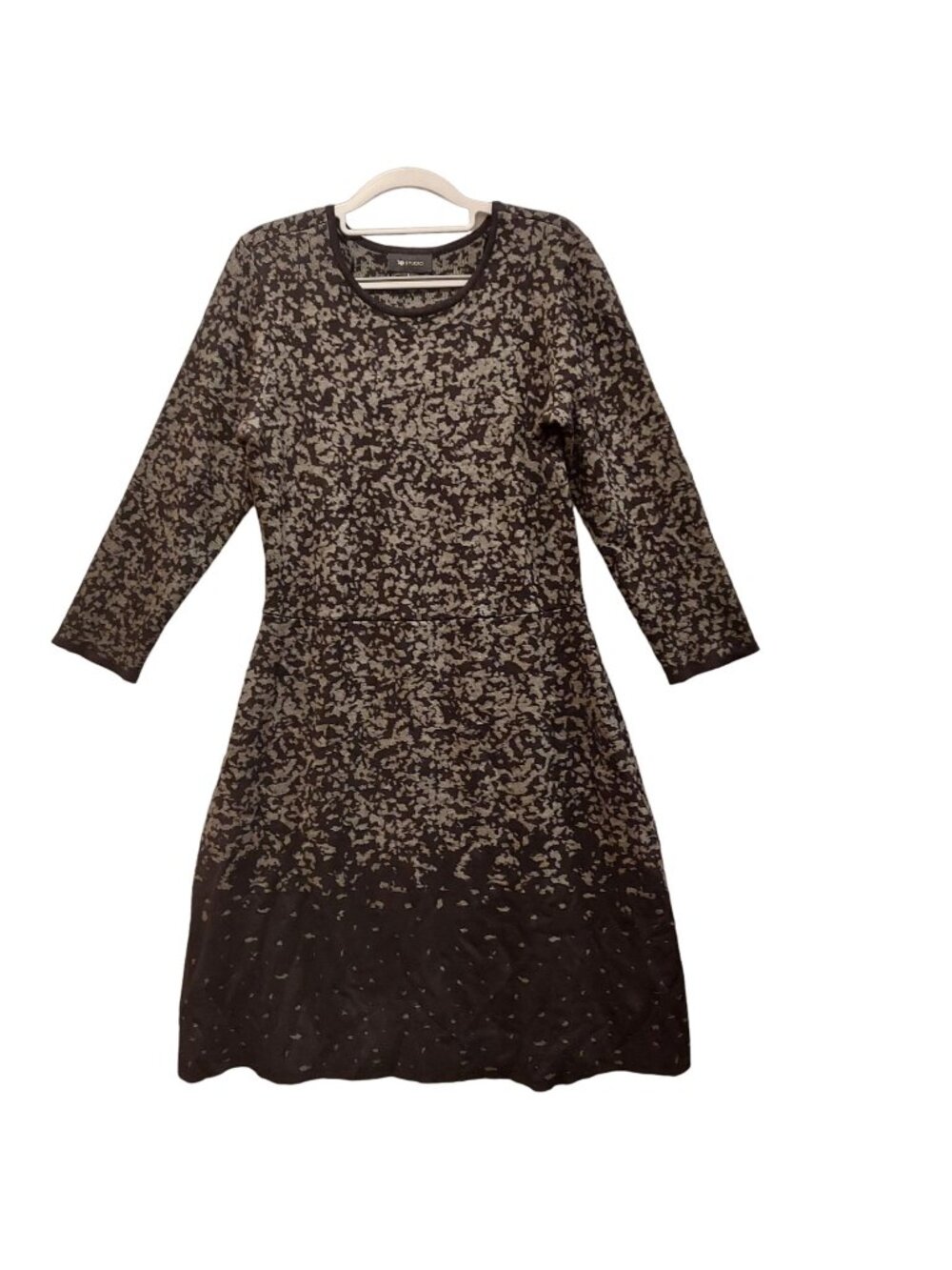 NWT AB Studio dress womens L Knit black gray knit warm office modest church